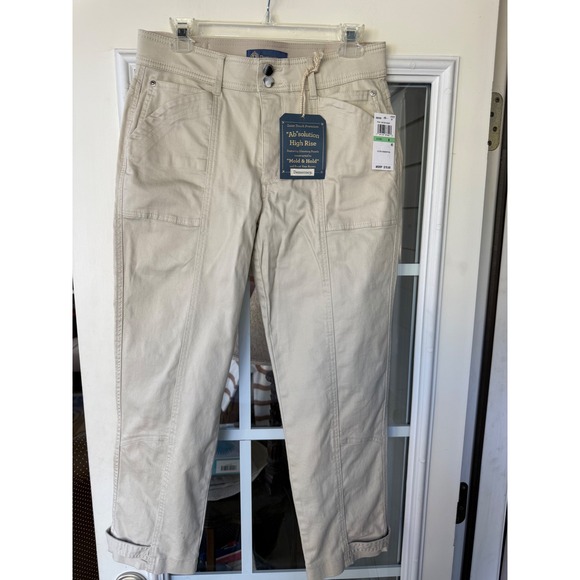 Democracy Pants - Democracy "Ab"solution High Rise Utility Tapered Leg cropped Pants sz 8 wm tan